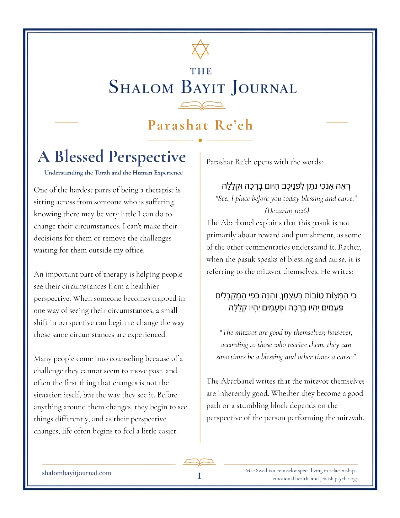 A Blessed Perspective, page 1
