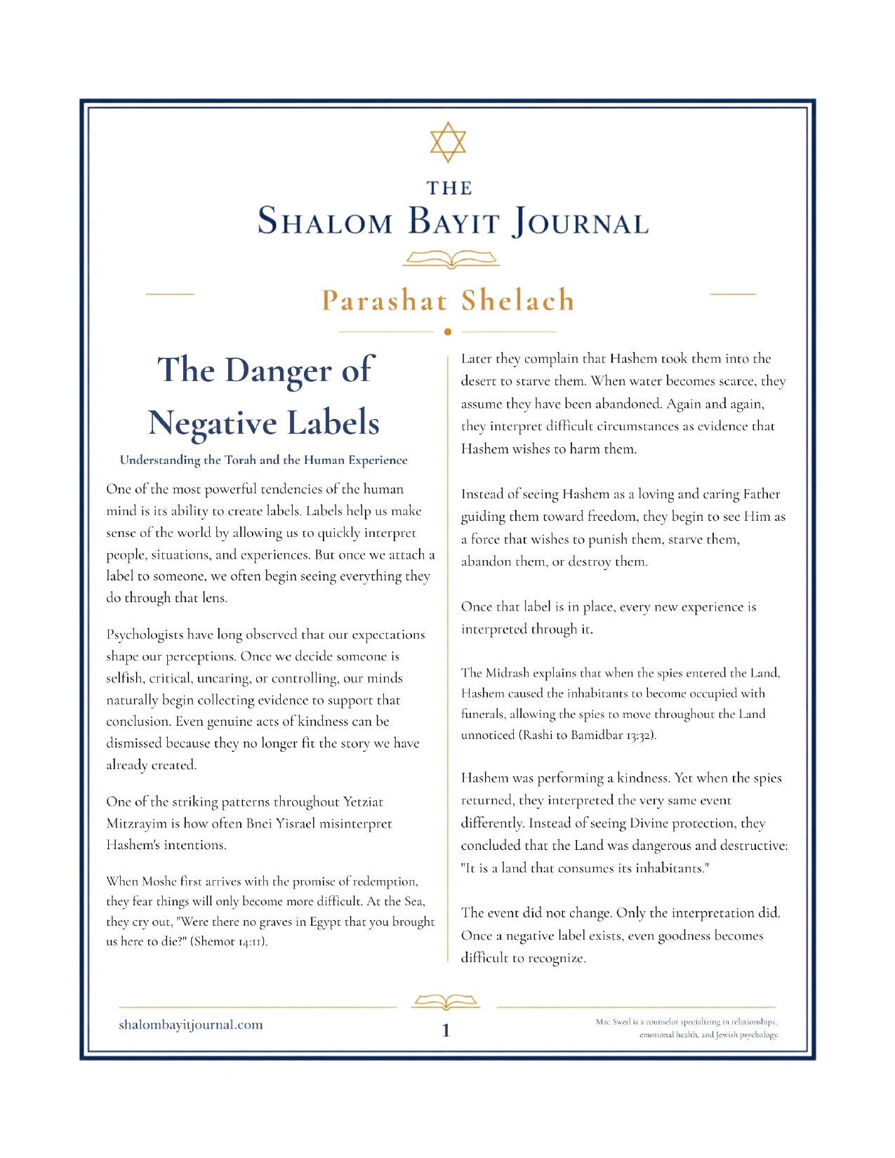 The Danger of Negative Labels, page 1